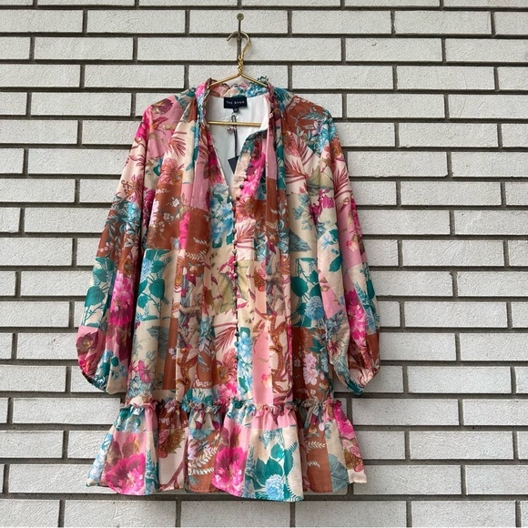 NWT The Sang Floral Botanical Drop Waist Patchwork Button Up Dress - Picture 1 of 13